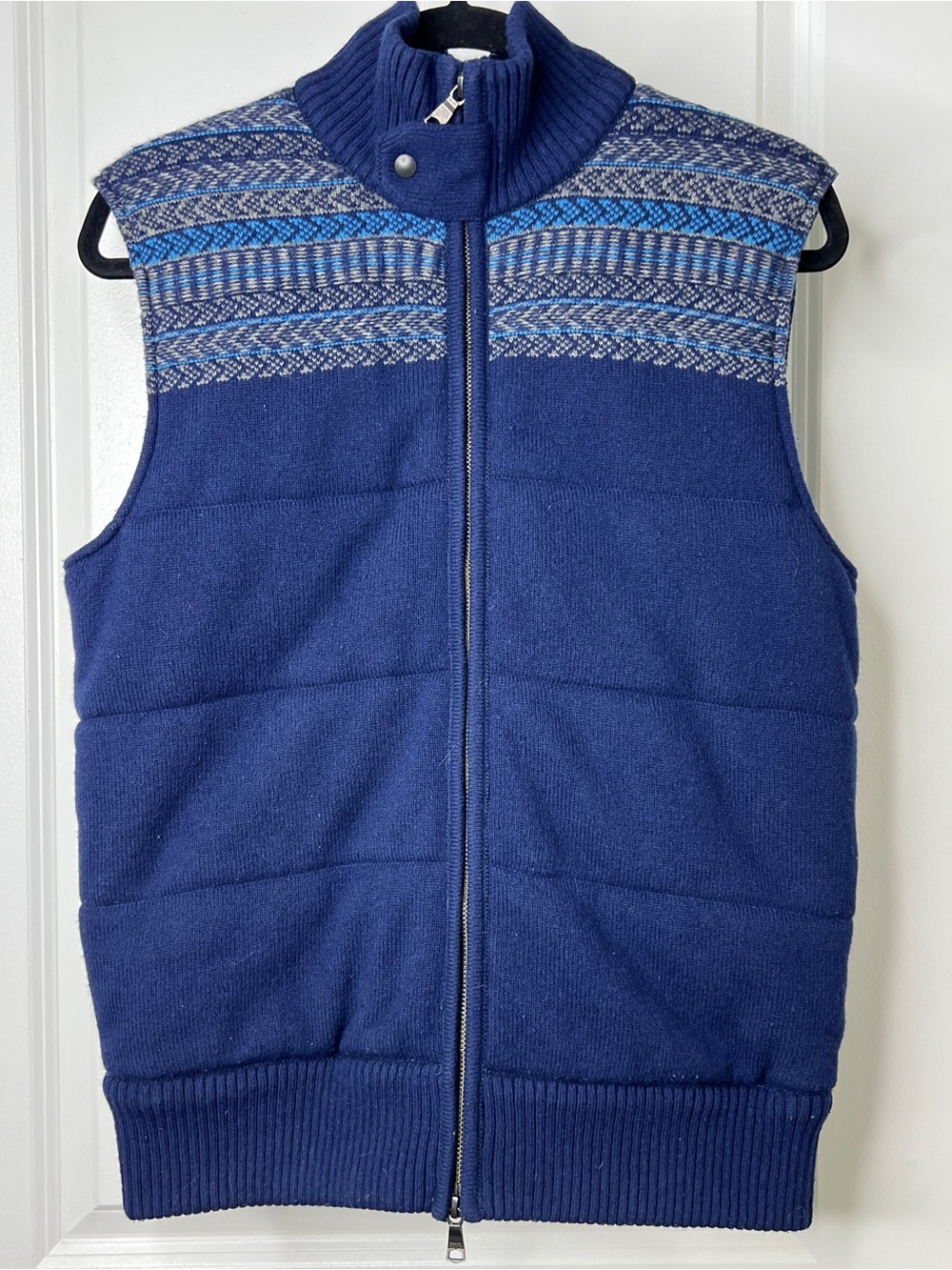 Banana Republic Merino Wool Fair Isle Puffer Vest Navy Size S